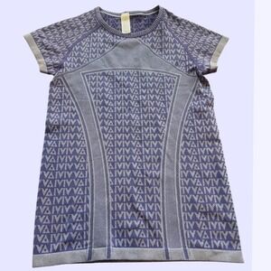 Ivivva by Lululemon Girls Spell out Logo Purple Knit Short Sleeve Top Size 12